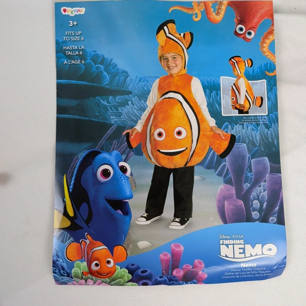 Disney Finding Nemo Deluxe Toddler Costume Halloween Size 4-6 Orange Fish - Picture 8 of 10